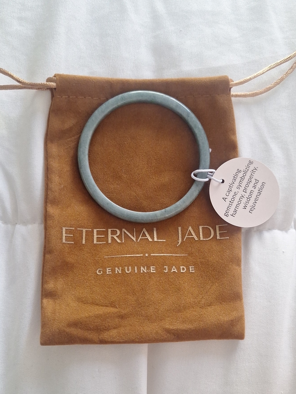 Eternal Jade Light Green Jade Circular Bangle Bracelet